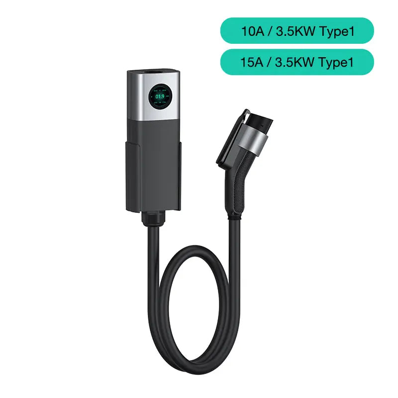 Portable EV Charger 10A/15A Type 1 with LED newpowers
